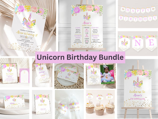 Unicorn Party Printable Bundle – Magical & Whimsical Theme
