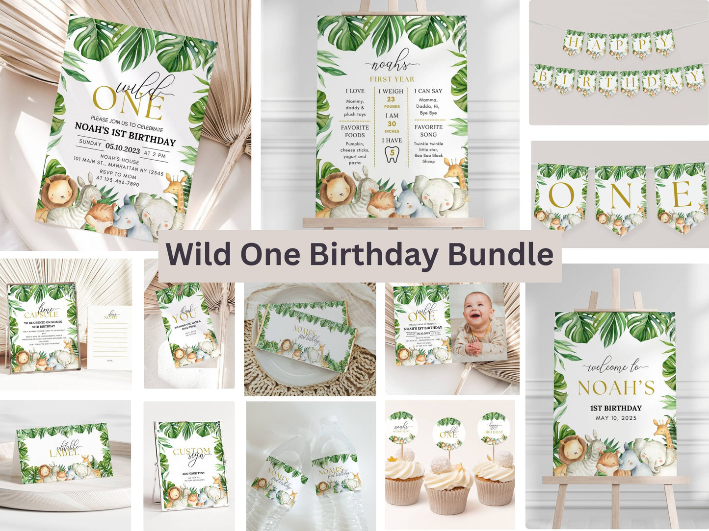 Safari Printable Bundle – Wild One and Safari Birthday Theme