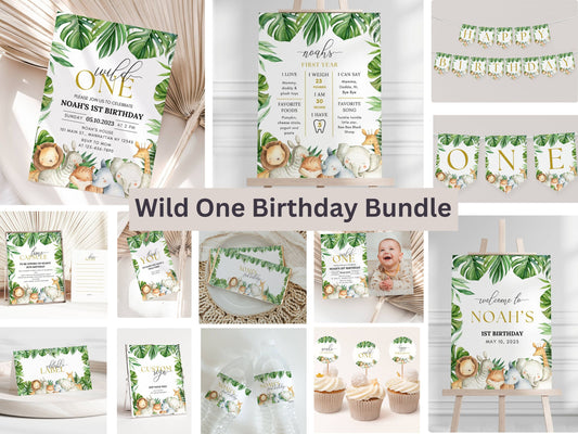 Safari Printable Bundle – Wild One and Safari Birthday Theme