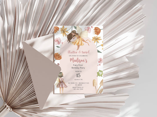 Fairy Birthday Party Bundle Printable Kit for Girls | Enchanted Fairy Garden Party Decorations | Invitation, Welcome Sign, Favor Tags, Cupcake Toppers & Food Labels